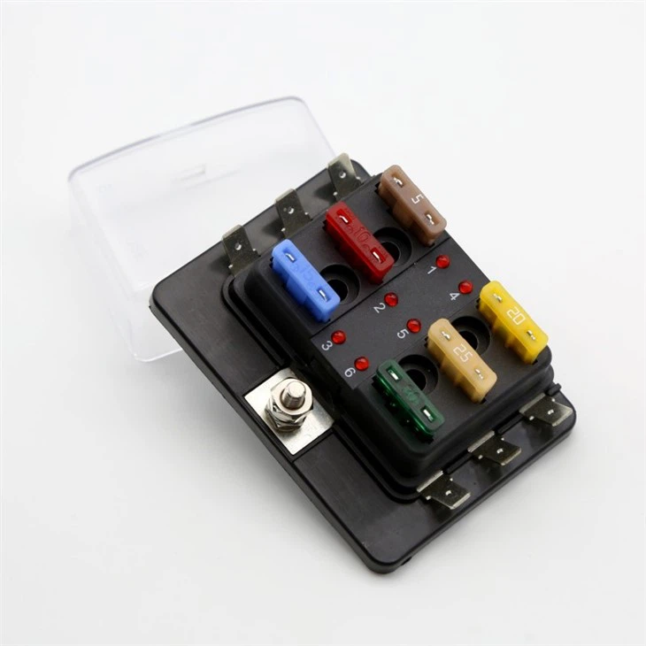 6 Circuits Standard Blade Fuse Block With LED
